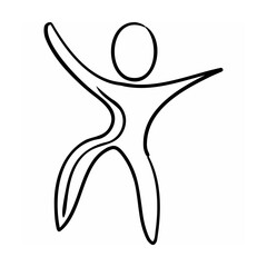 Black Line Drawing Abstract Human Figure Joyful Pose