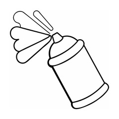 Black Line Art Spray Paint Can with Spray aerosol can