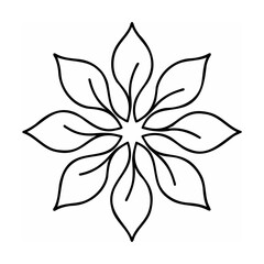 Black Outline Symmetrical Eight Petal Flower Design