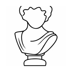 Line Art Bust Sculpture Classical Style White Background