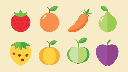 set of different vegetables fruit icon vector set