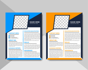 Professional Modern Creative CV Resume Template Design with Photo Placeholder - Customizable Layout for Job Applications & Career Portfolios