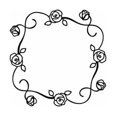Black and White Rose Floral Square Frame Border roses