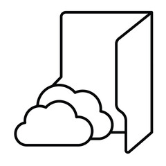 Cloud folder thin line icon, windows pack concept. Vector graphics. Folder with cloud storage, remote data sign on white background, style mobile or design.