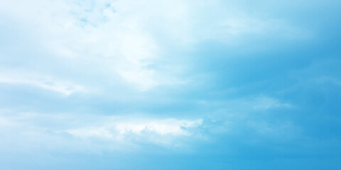 Abstract watercolor blue background. watercolor painting, blue sky overcast above the clouds in horizontal view, beautiful cloudscape for white natural canvas image 