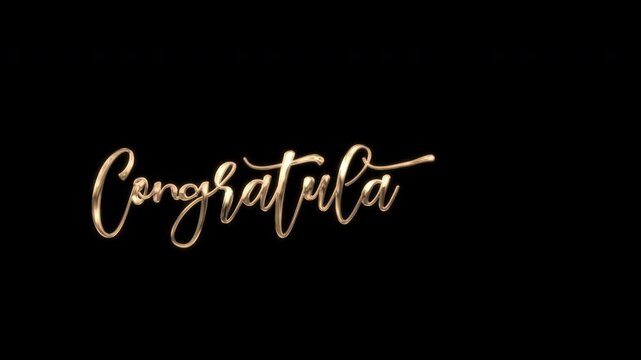 Golden script lettering spelling congratulations suitable for celebratory designs, greeting cards, invitations, social media posts, and event announcements.