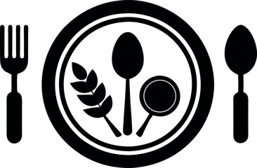 fork spoon and knife circle logo icon set 