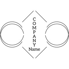 Black line vector logo for company or business. The lines and circles surrounding the company name represent that whatever the opinion is, there is still one goal. Element vector 