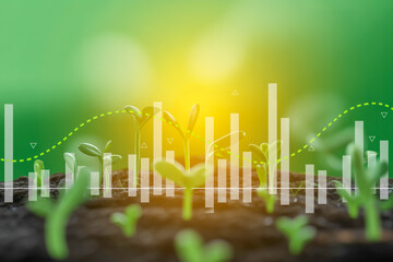 Emerging Green Tech City Financial Data & Sprouting Growth in a Futuristic Digital Landscape
