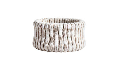 Rib knit cuff basket in neutral color, isolated, transparent background  