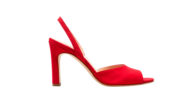 Red slingback heels with high heel on a white background, isolated  