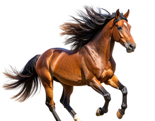  Brown Horse in Three-Quarter View with Dynamic Mane, isolated on a transparent background png