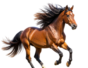  Brown Horse in Three-Quarter View with Dynamic Mane, isolated on a transparent background png