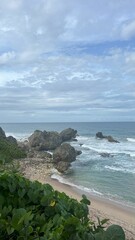 Barbados coast of the Atlantic ocean, view