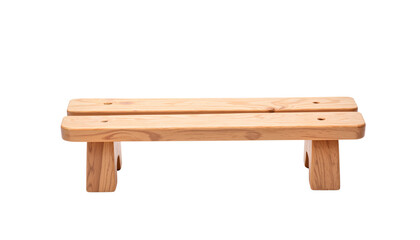 Mini wooden bench on a white background, isolated, transparent background, no background  