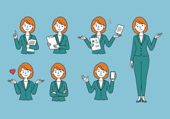 Confident Businesswoman: Multiple Expressions of Professionalism and Positivity