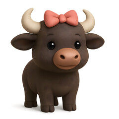 funny cow isolated on white background cute lovely buffalo 