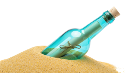Isolated Message in a Bottle on Sand