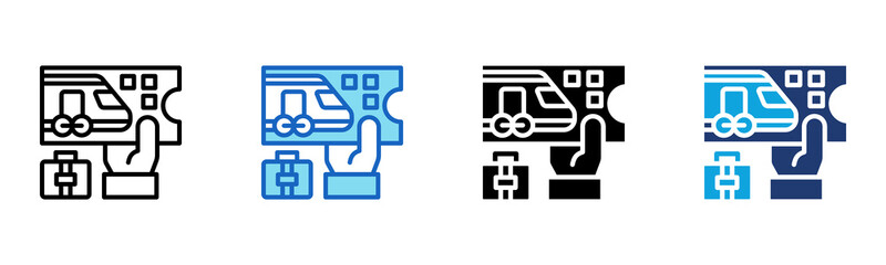 Train Ticket icon Multi Style Vector Illustration