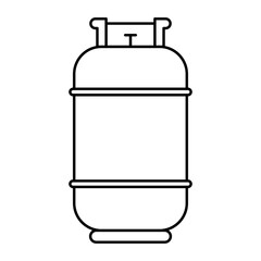 Minimalist flat gas cylinder icon in outline style, vector EPS 10 format. Represents propane or LPG tank used for household, industrial, camping purposes. Ideal for safety signage, energy illustration