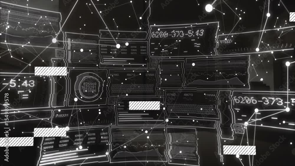 Poster after gauge activating, grid updating codes, rectangles sliding, bars pulsing in data view