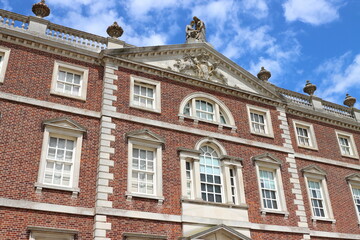 Fototapeta premium The entrance front detail, Wimpole Hall, a neo-classical grade 1 listed building, Wimpole Estate, Arrington, Royston, Cambridgeshire, England, UK