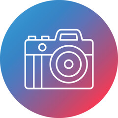 Camera Line Gradient Circle Background Icon