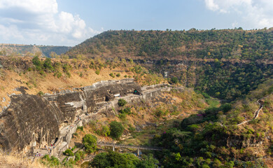 Panoramic View of Green Valley and Ancient Ajanta Caves
