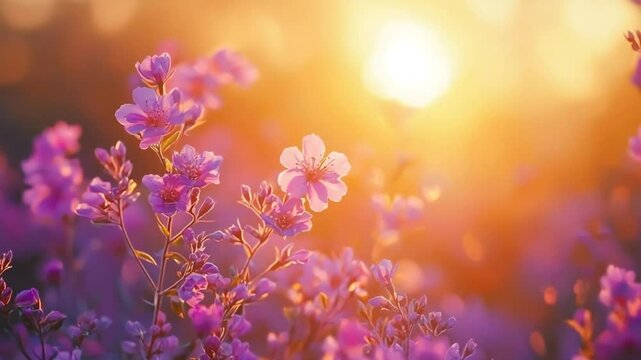 purple flowers at gir sanctuary sunset video