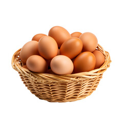 a basket with eggs isolated on a transparent background