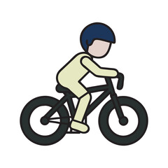 Happy Kid Riding Bicycle On Street