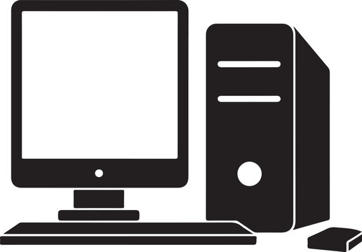 black computer setup, monitor, tower, mouse clip art preview