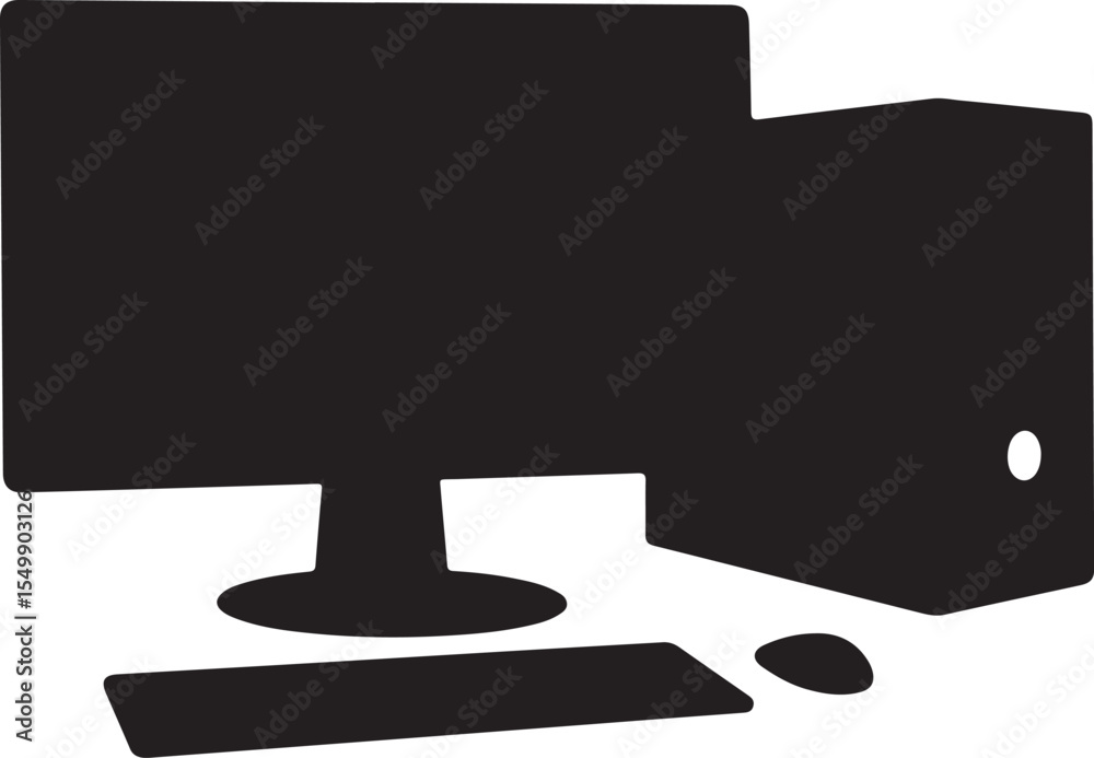 Poster simple desktop computer silhouette for ui and web projects
