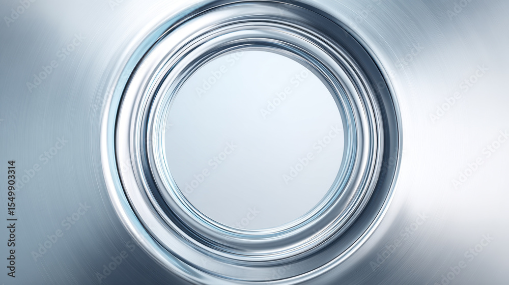 Aufkleber Polished chrome surface with circular rings reflecting light, creating clean and modern metallic texture with smooth finish