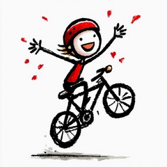 Fototapeta premium Child performing a bicycle stunt with joy and excitement in a playful setting