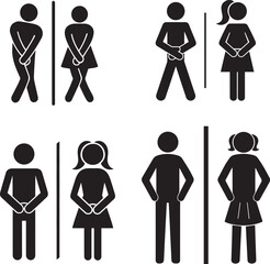 Male Female Toilet Signs, Bathroom Icons Vector Set