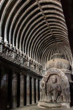 Ancient Buddhist Chaitya Hall with Stupa