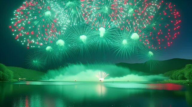 Japanese Festival Fireworks: Tsukimigaike Benzaiten Festival Fireworks in Yamanashi Prefecture
