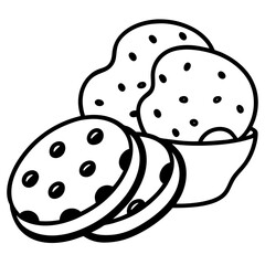 Cookies and Cream Chip line art vector