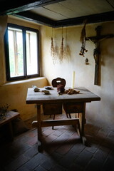 Table near the window in an ancient house