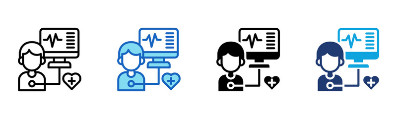 Heart Rate Monitor icon Multi Style Vector Illustration