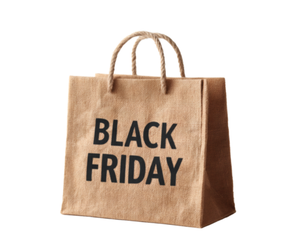 A brown shopping bag with the words "Black Friday" is shown ready for the holiday.