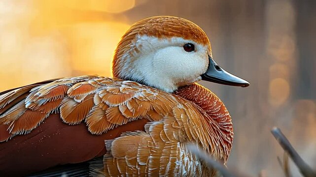 ruddy shelduck close up at ladakh wetlands sunset video
