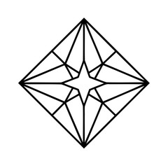 Geometric Diamond Shape Black Line Art Design white