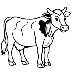 Cow Brush line art vector