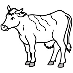 Cow Brush line art vector