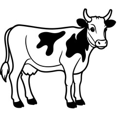 Cow Brush line art vector
