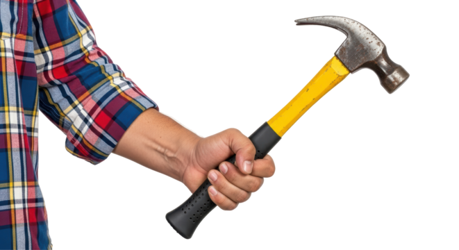 Isolated Hand Holding a Hammer