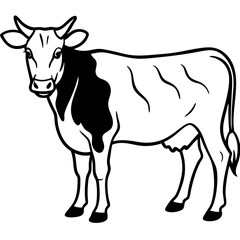 Cow Brush line art vector