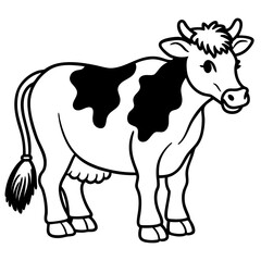 Cow Brush line art vector